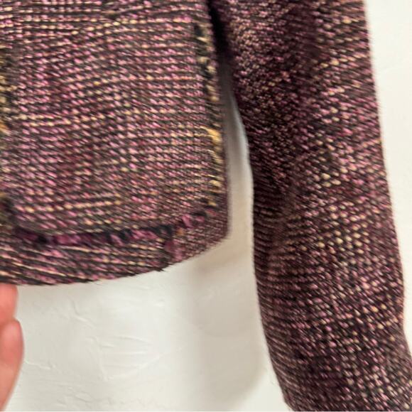 Ann Taylor Purple Tweed Fringe Fitted Blazer Jacket Womens 10 Preppy Career - Picture 9 of 10